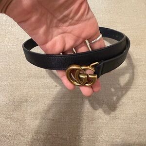 Gucci Black Belt with Gold GG Buckle